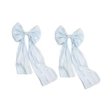 Maxbell 2 Pieces Satin Ribbons Gift Accessories Wide for Holiday Bridal Shower Party Blue