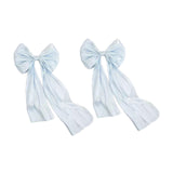 Maxbell 2 Pieces Satin Ribbons Gift Accessories Wide for Holiday Bridal Shower Party Blue