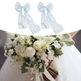 Maxbell 2 Pieces Satin Ribbons Gift Accessories Wide for Holiday Bridal Shower Party Blue