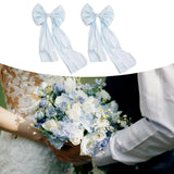 Maxbell 2 Pieces Satin Ribbons Gift Accessories Wide for Holiday Bridal Shower Party Blue