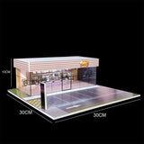 Maxbell 1/64 Model Car Display Case Ornament Micro Landscape Decor Miniature Scenery Hamburger Shop