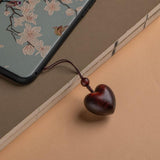 Maxbell Wood Phone Chain Birthday Gift Stylish Key Chain Decoration Hanging Ornament Heart Shaped