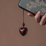 Maxbell Wood Phone Chain Birthday Gift Stylish Key Chain Decoration Hanging Ornament Heart Shaped