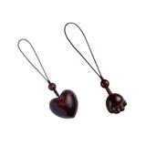 Maxbell Wood Phone Chain Birthday Gift Stylish Key Chain Decoration Hanging Ornament Heart Shaped