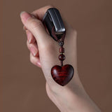 Maxbell Wood Key Chain Portable Housewarming Gift Minimalism Versatile Keyring Charm Heart Shaped