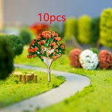 Maxbell 10 Pieces Miniature Trees Train Scenery DIY Crafts Railroad Artificial Trees 8.5cmx5.8cm