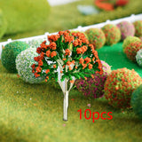 Maxbell 10 Pieces Miniature Trees Train Scenery DIY Crafts Railroad Artificial Trees 11cmx8cm