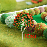 Maxbell 10 Pieces Miniature Trees Train Scenery DIY Crafts Railroad Artificial Trees 13cmx9.5cm