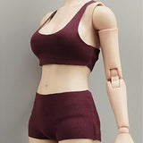 Maxbell 1/6 Scale Female Clothes Stylish Clothing Costume for Doll Lovers Collectors Dark Red