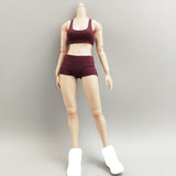 Maxbell 1/6 Scale Female Clothes Stylish Clothing Costume for Doll Lovers Collectors Dark Red