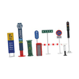 Maxbell 7Pcs 1:64 City Street Road Signs Decor Sand Table Miniature Traffic Facility