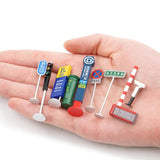 Maxbell 7Pcs 1:64 City Street Road Signs Decor Sand Table Miniature Traffic Facility