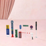 Maxbell 7Pcs 1:64 City Street Road Signs Decor Sand Table Miniature Traffic Facility