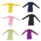 Maxbell 1/6 Scale Female Clothes Side Zipper with Sleeves Elastic Tight Fitted Dress Light Green