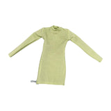 Maxbell 1/6 Scale Female Clothes Side Zipper with Sleeves Elastic Tight Fitted Dress Light Green