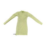 Maxbell 1/6 Scale Female Clothes Side Zipper with Sleeves Elastic Tight Fitted Dress Light Green