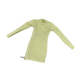 Maxbell 1/6 Scale Female Clothes Side Zipper with Sleeves Elastic Tight Fitted Dress Light Green