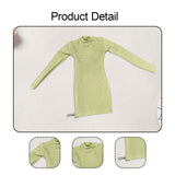 Maxbell 1/6 Scale Female Clothes Side Zipper with Sleeves Elastic Tight Fitted Dress Light Green
