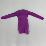 Maxbell 1/6 Scale Female Clothes Side Zipper with Sleeves Elastic Tight Fitted Dress Violet