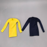 Maxbell 1/6 Scale Female Clothes Side Zipper with Sleeves Elastic Tight Fitted Dress Yellow