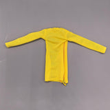 Maxbell 1/6 Scale Female Clothes Side Zipper with Sleeves Elastic Tight Fitted Dress Yellow