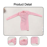 Maxbell 1/6 Scale Female Clothes Side Zipper with Sleeves Elastic Tight Fitted Dress Pink
