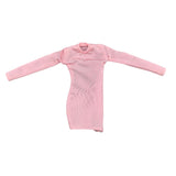 Maxbell 1/6 Scale Female Clothes Side Zipper with Sleeves Elastic Tight Fitted Dress Pink
