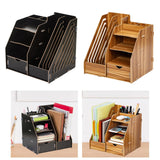 Maxbell Desk File Organizer Freestanding Document Rack for Tabletop Dorm Living Room Black
