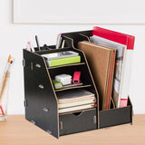 Maxbell Desk File Organizer Freestanding Document Rack for Tabletop Dorm Living Room Black