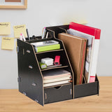 Maxbell Desk File Organizer Freestanding Document Rack for Tabletop Dorm Living Room Black