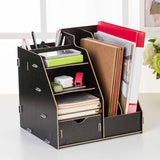 Maxbell Desk File Organizer Freestanding Document Rack for Tabletop Dorm Living Room Black