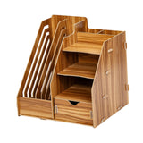 Maxbell Desk File Organizer Freestanding Document Rack for Tabletop Dorm Living Room Brown