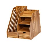 Maxbell Desk File Organizer Freestanding Document Rack for Tabletop Dorm Living Room Brown