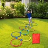 Maxbell 10 Pieces Hopscotch Rings Preschool Teaching Aid Sports Toys Playground Toys 38cm