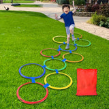 Maxbell 10 Pieces Hopscotch Rings Preschool Teaching Aid Sports Toys Playground Toys 48cm