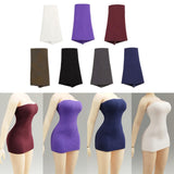 Maxbell 1:12 Tube Dress Sleeveless Dress for 6'' Female Action Figures Accessory white