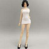 Maxbell 1:12 Tube Dress Sleeveless Dress for 6'' Female Action Figures Accessory white