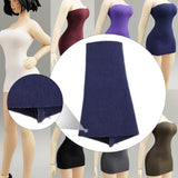 Maxbell 1:12 Tube Dress Sleeveless Dress for 6'' Female Action Figures Accessory dark blue
