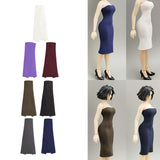 Maxbell 1/12 Bodycon Dress Mini Party Long Dress for 6'' Female Dolls Figure Costume White