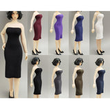 Maxbell 1/12 Bodycon Dress Mini Party Long Dress for 6'' Female Dolls Figure Costume White
