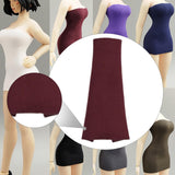 Maxbell 1/12 Bodycon Dress Mini Party Long Dress for 6'' Female Dolls Figure Costume dark red