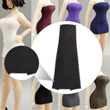 Maxbell 1/12 Bodycon Dress Mini Party Long Dress for 6'' Female Dolls Figure Costume black