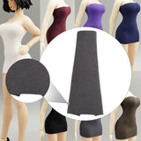 Maxbell 1/12 Bodycon Dress Mini Party Long Dress for 6'' Female Dolls Figure Costume gray