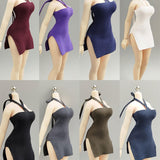 Maxbell 1/12 Tight Fit Dress Retro Sleeveless Dress for 6'' Female Action Figures White