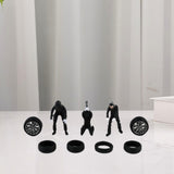 Maxbell 1/64 People Figures Miniature Diorama Figures for Micro Landscapes Dollhouse black