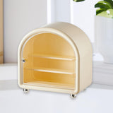 Maxbell Clear Display Case Cabinet for Figures Toys Desktop Household Party Showcase Cream