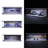 Maxbell 1/64 Model Car Display Case for Sports Car Scene Vehicle Model Display Stand Gas Station