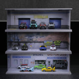 Maxbell 1/64 Model Car Display Case for Sports Car Scene Vehicle Model Display Stand Gas Station