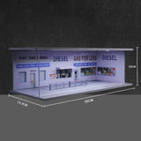 Maxbell 1/64 Model Car Display Case for Sports Car Scene Vehicle Model Display Stand Gas Station