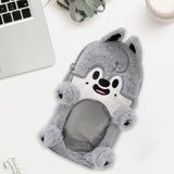 Maxbell Plush Photocard Holder Portable Protector Hanging Decoration Protective Case Gray Wolf